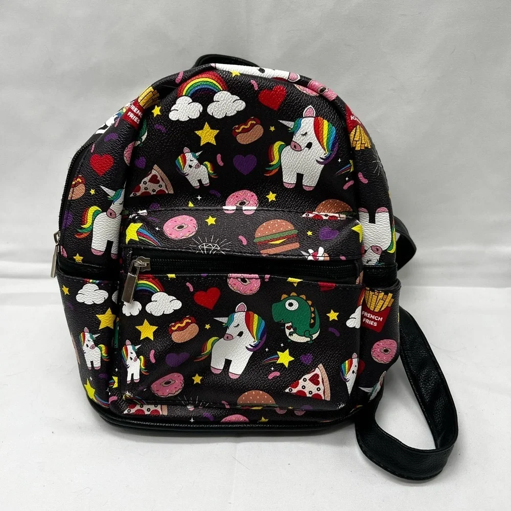 Ashley. M Unicorn and Junkfood Collage Mini Backpack (PB1)